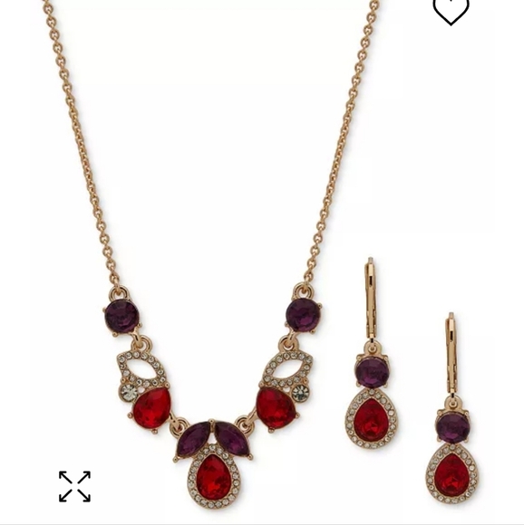 Anne Klein Ruby & Violet Accent Stones necklace and earrings set NWT - Picture 6 of 7